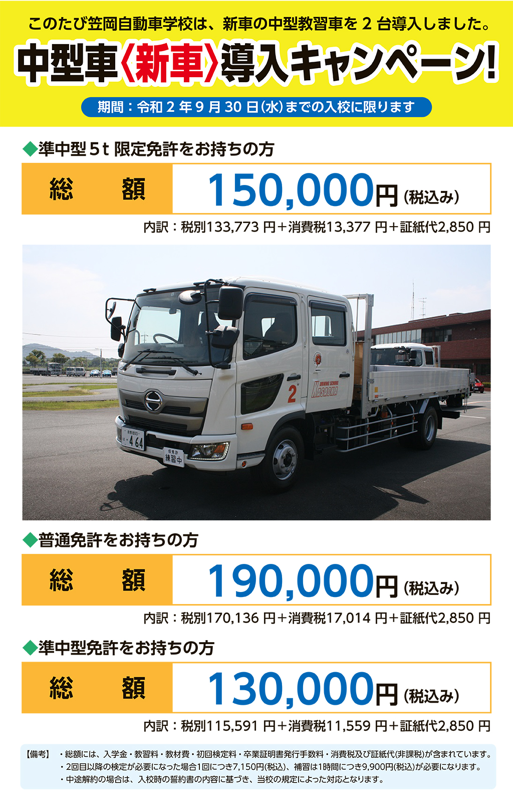 中型車新車導入キャンペーンを開催します 運転免許取得は 笠岡自動車学校で