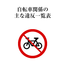 自転車関係の主な違反一覧表